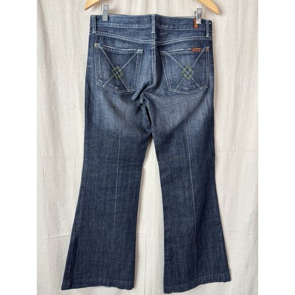 7 For All Mankind Western Cowgirl Flare Denim‎ Jeans Size 30 Dark Wash Cotton US - Picture 8 of 12